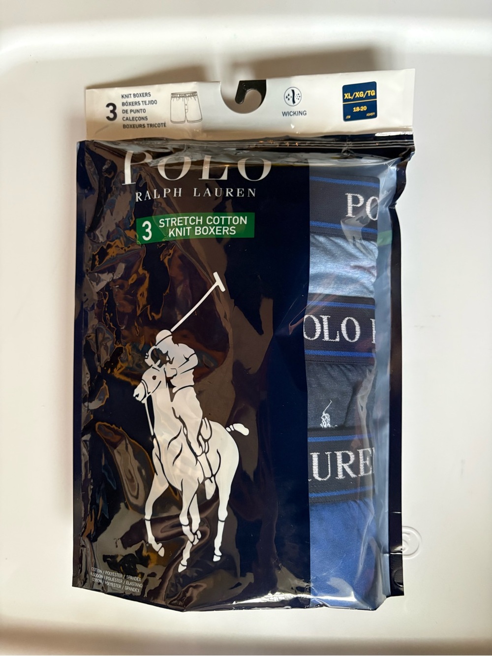NEW Polo by Ralph Lauren Men's Stretch Cotton Knit Boxers - Blue (3 Pack)